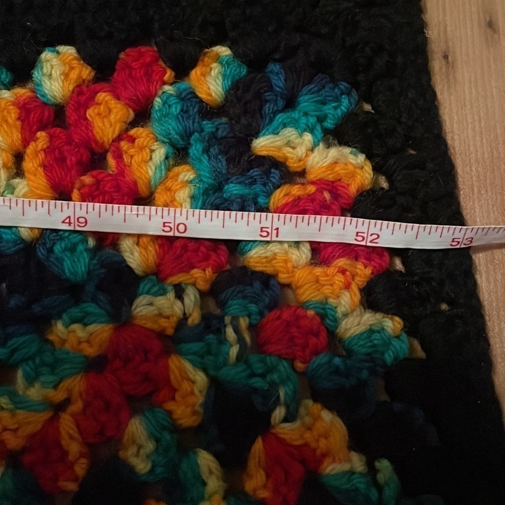 Rainbow and Black Granny Square Crochet Throw Blanket Afghan - Picture 8 of 8
